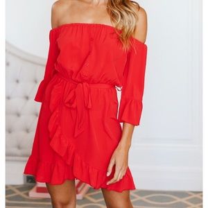 Red Off the Shoulder Dress